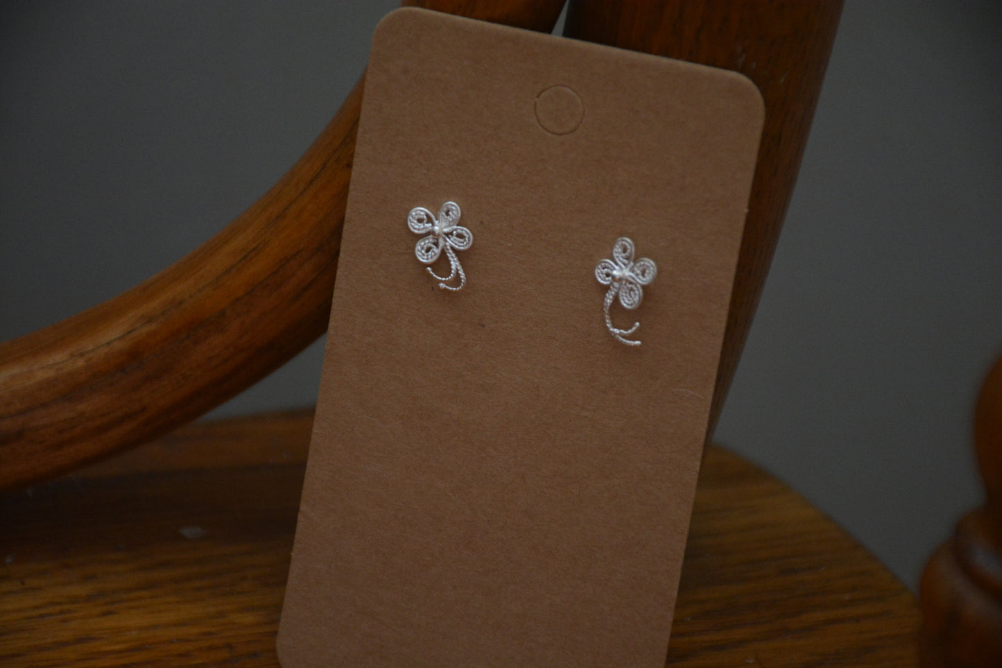 Silver Bloom Filigree Stud Earrings