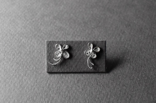 Silver Bloom Filigree Stud Earrings
